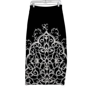 White House Black Market Maxi Skirt Women’s XS Back Floral Print Elastic Waist